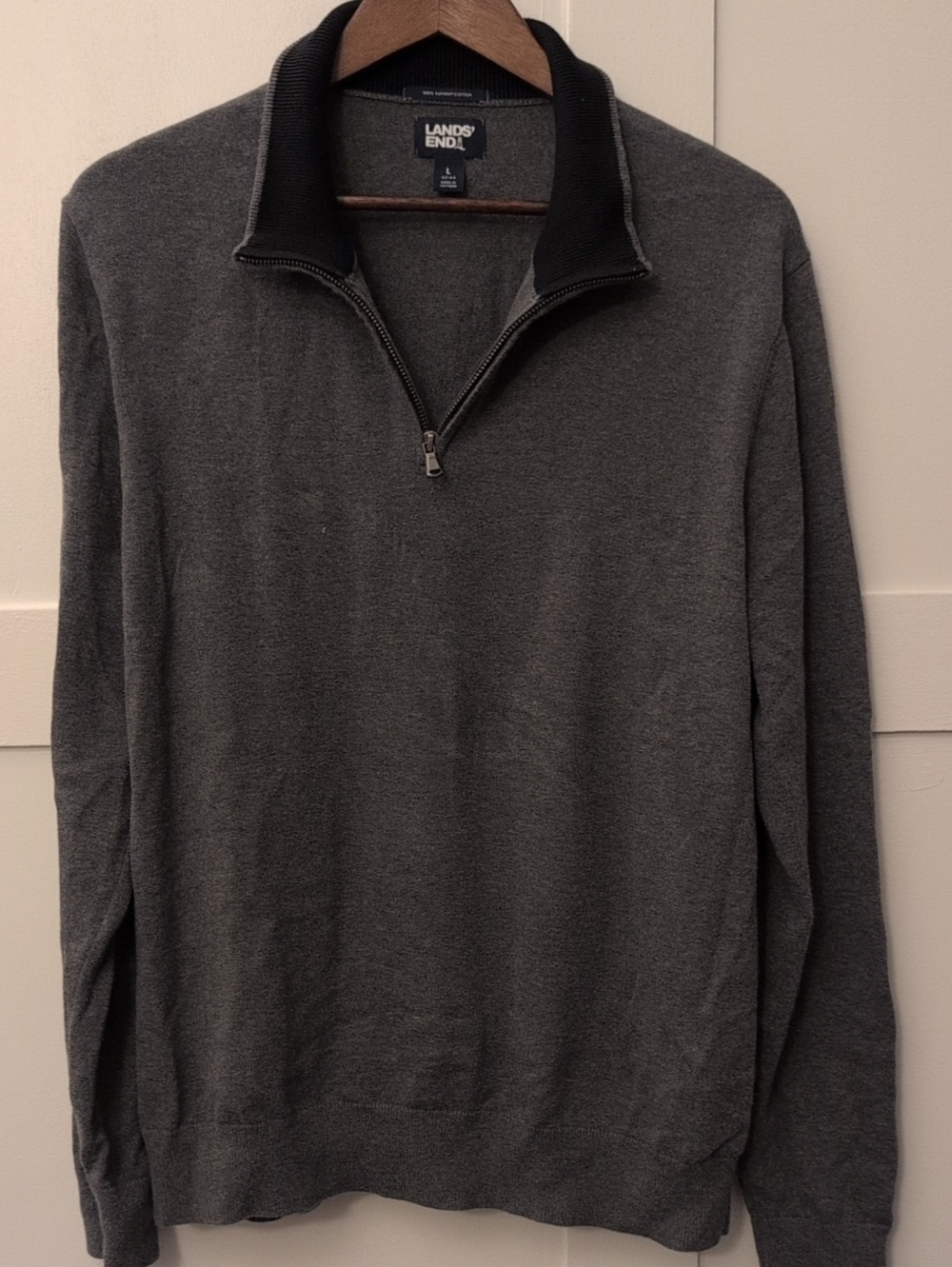 Lands' End Men's Charcoal Gray Quarter-Zip Sweater